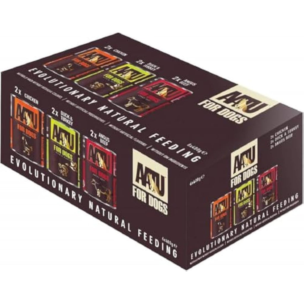 AATU Grain Free Wet Dog Food Variety Pack – 6x400g Tins