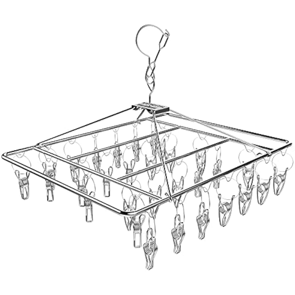 Metal Sock Drying Rack with 30 Pegs | Laundry Drip Hanger