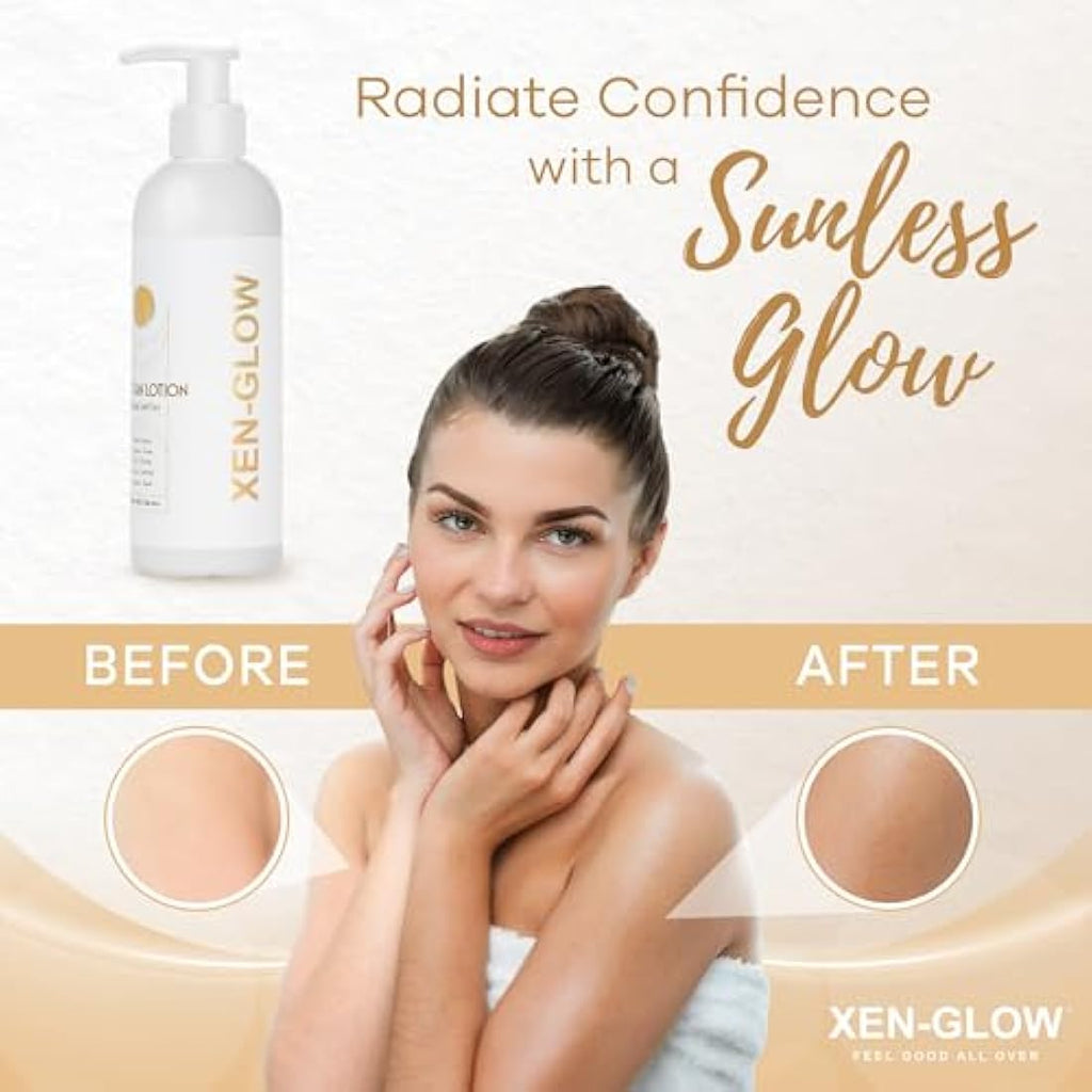 XEN-GLOW Dark Self Tanning Lotion – Hydrating Olive Tan with Vitamin C & E