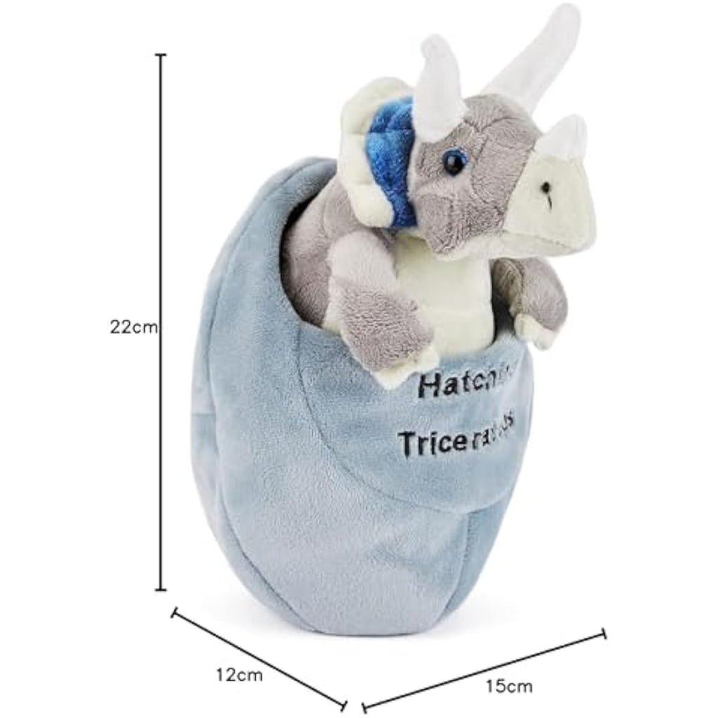Zappi Co Triceratop Hatching Dinosaur Plush - 20cm Soft Stuffed Animal