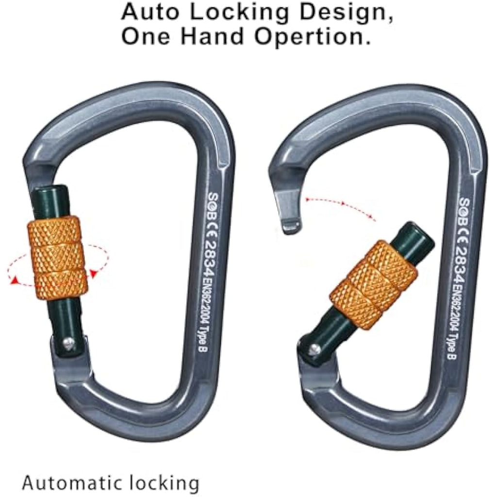 Auto Locking Climbing Carabiner | 22KN Aircraft Aluminum