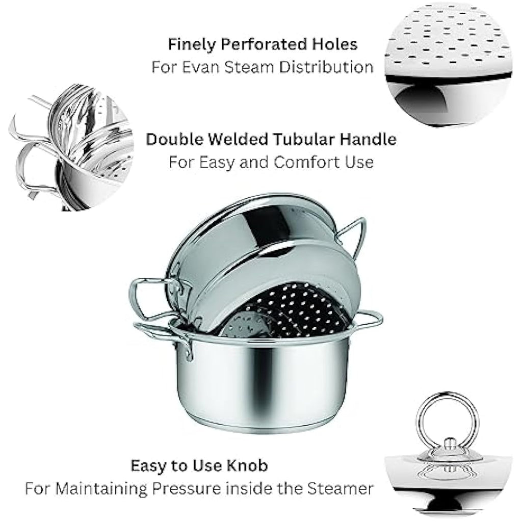 Penguin Home 3-Tier Stainless Steel Food Steamer Set | Induction, 20cm