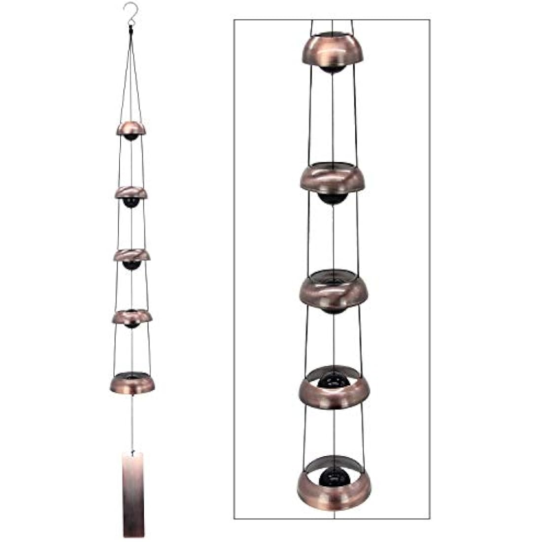 Jolof Store Red Copper Wind Chimes – 3 Bells Outdoor Garden Decor