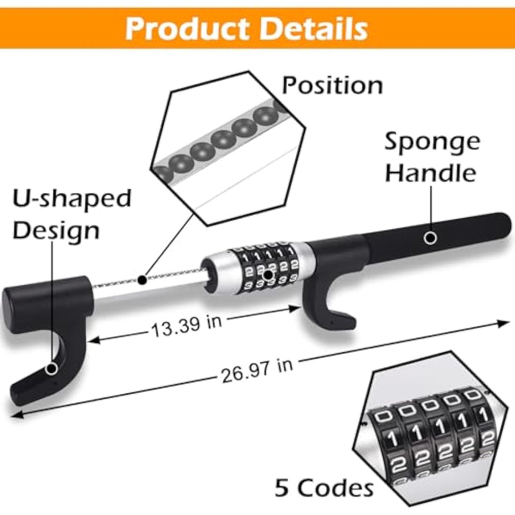 Turnart Steering Wheel Lock – 5-Digit Combination Heavy Duty Anti-Theft