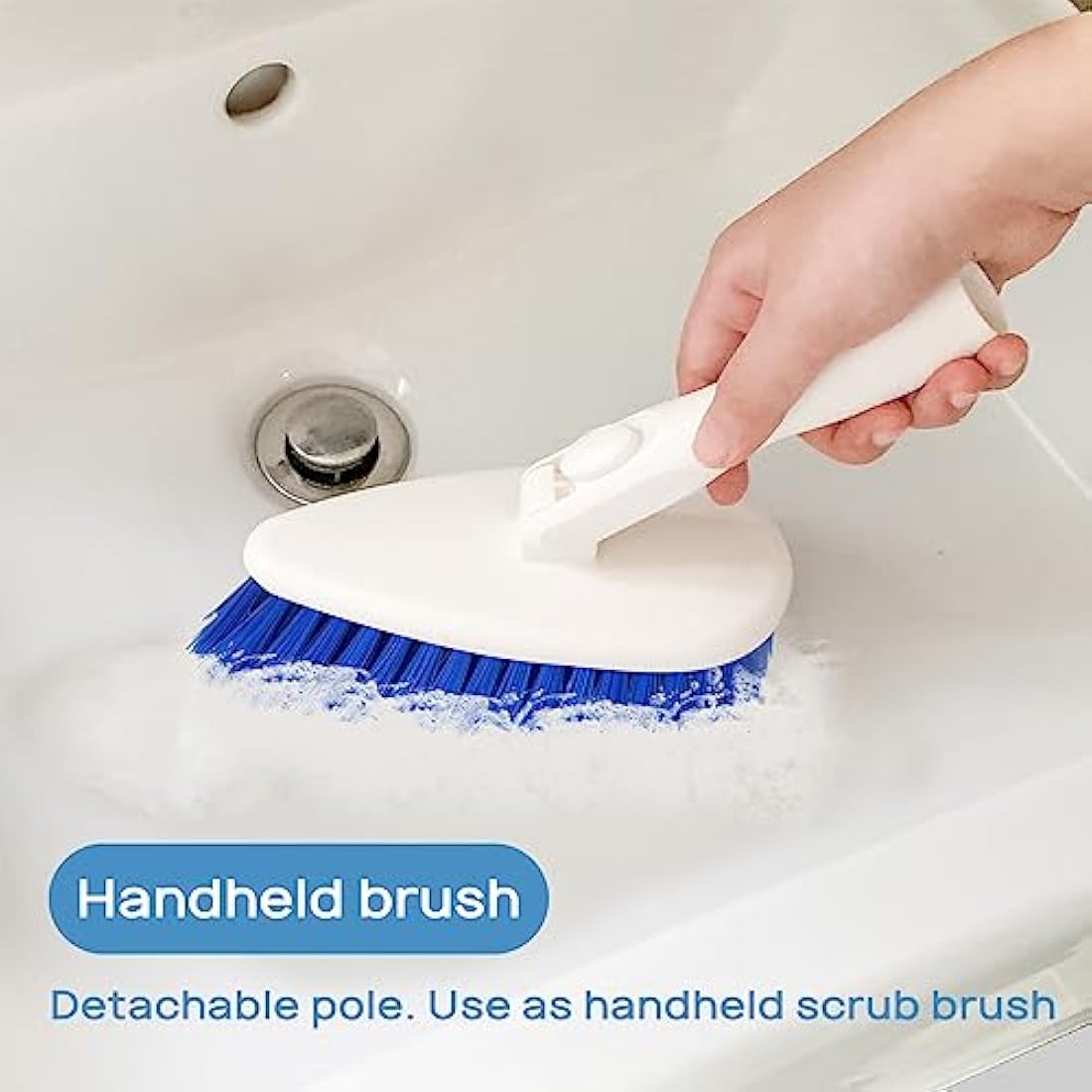 Qaestfy Shower Scrubber with 51'' Long Handle | 180° Swivel Head Brush