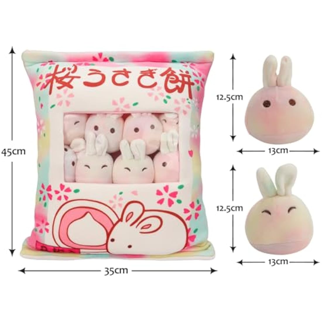 Kawaii Bunny Snack Pillow | 6 Removable Rabbit Plush Toys