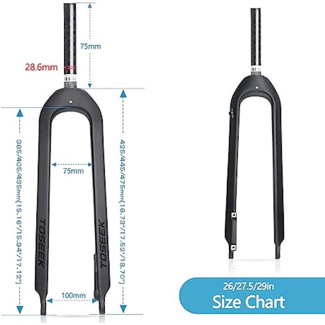 Splumzer MTB Fork | Full Carbon Fiber 26/27.5/29" Straight Tube