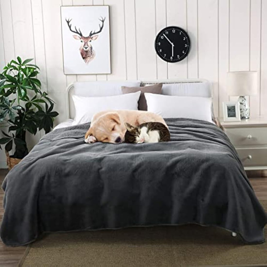 Fireowl Waterproof Dog Blanket – Large Washable Fleece Pet Throw, Grey