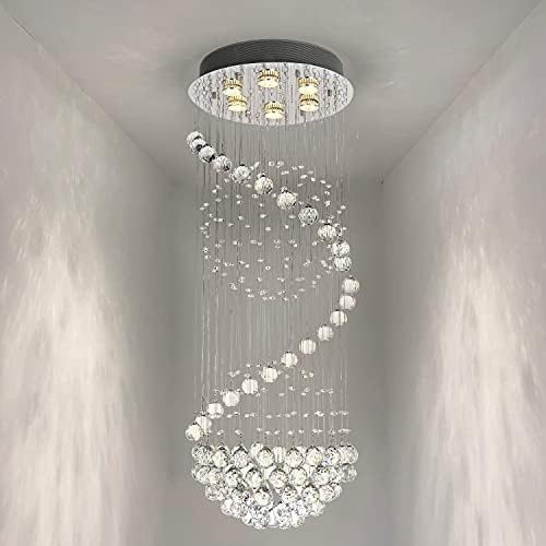 Modern K9 Crystal Chandelier – Spiral Flush Mount Light