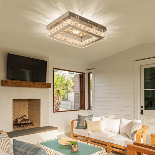 Jolof Store Modern K9 Crystal LED Ceiling Light – Dimmable Flush Mount