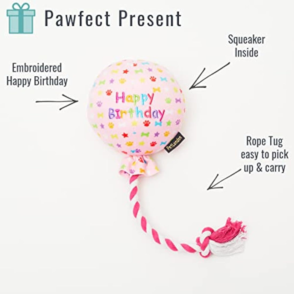 Pet London Pink Balloon Dog Toy – Plush Rainbow Confetti Birthday Gift
