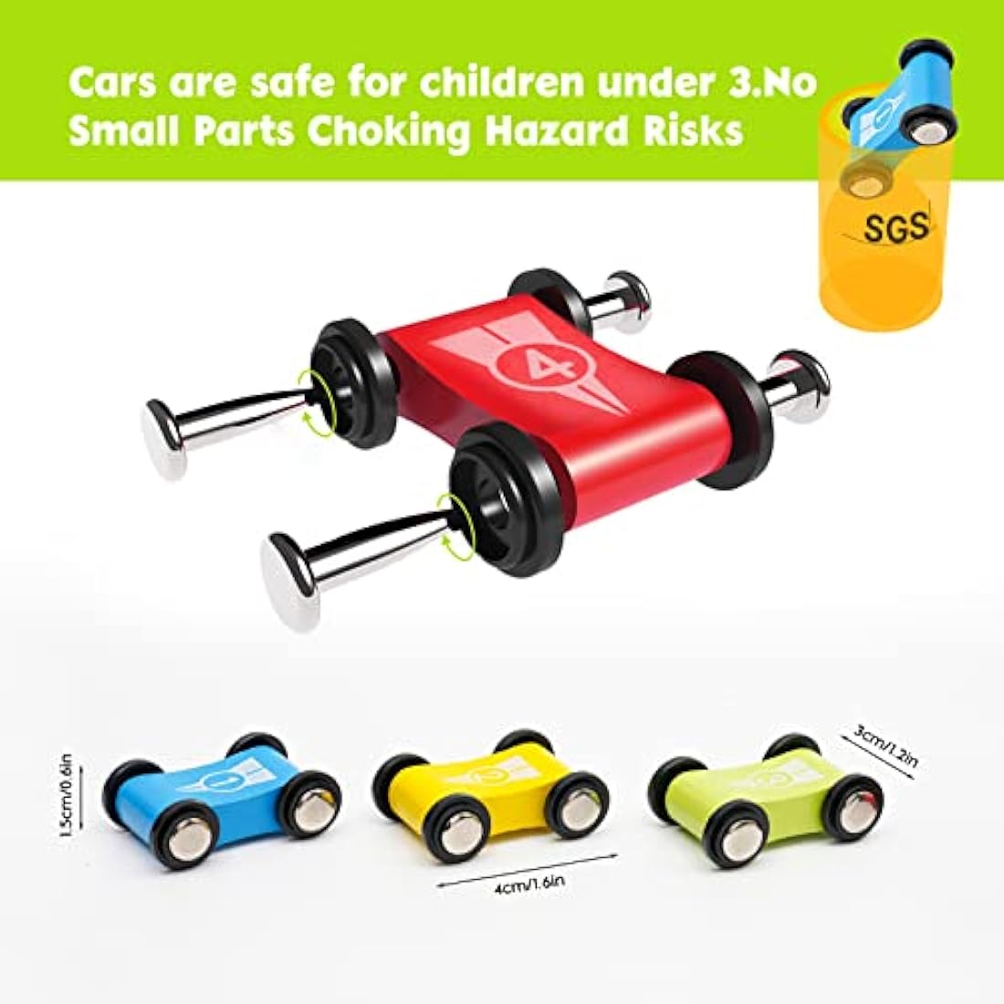 Wooden Car Ramp Toy – Toddler Race Track with 4 Cars