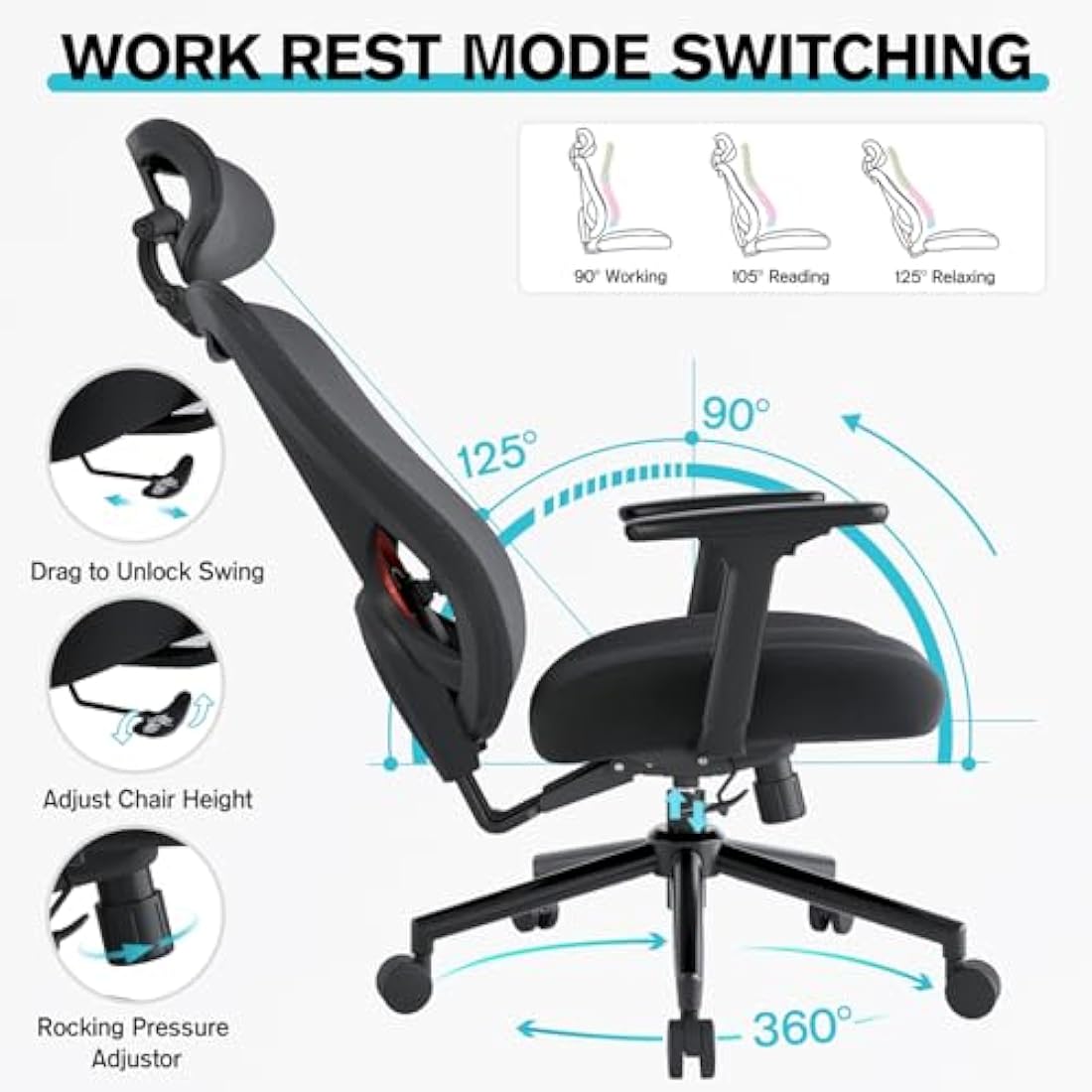 Eucladoceros Ergonomic Mesh Office Chair | 3D Lumbar Support & Armrests
