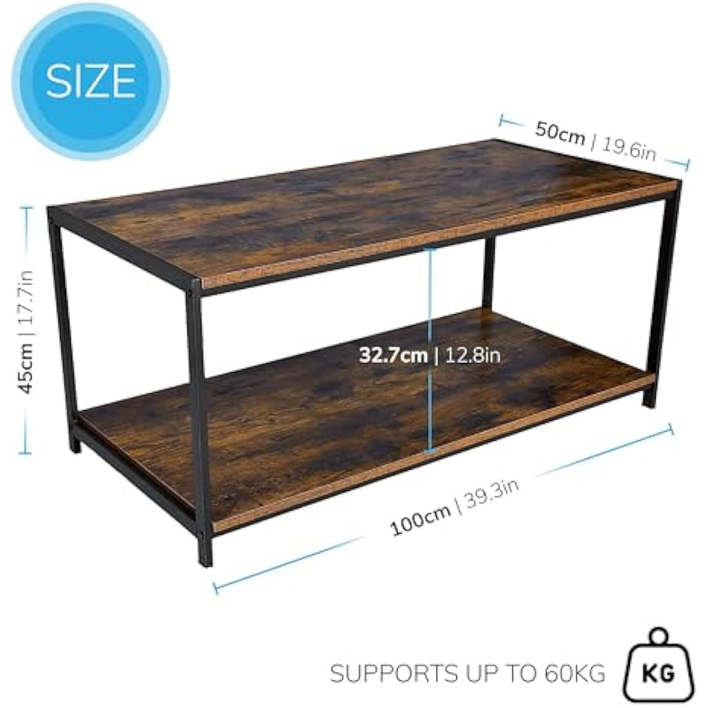 Rustic Coffee Table | Industrial Wood & Metal TV Stand