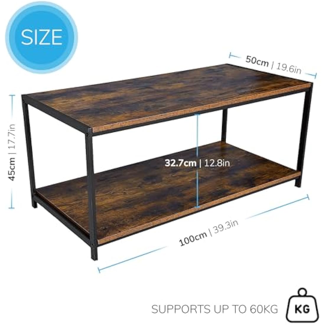 Rustic Coffee Table | Industrial Wood & Metal TV Stand