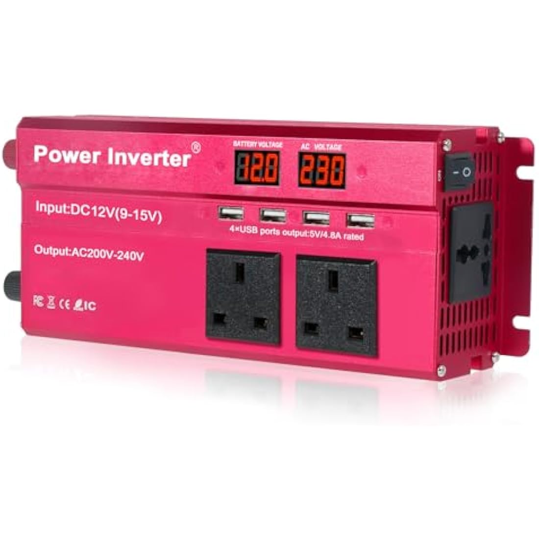 LVYUAN 850W Power Inverter 12V to 240V AC Car Converter with 4 USB