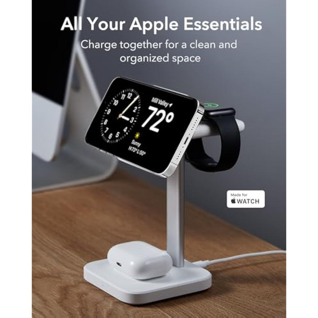 ESR 3-in-1 MagSafe Wireless Charger Stand for iPhone & Apple Watch – White