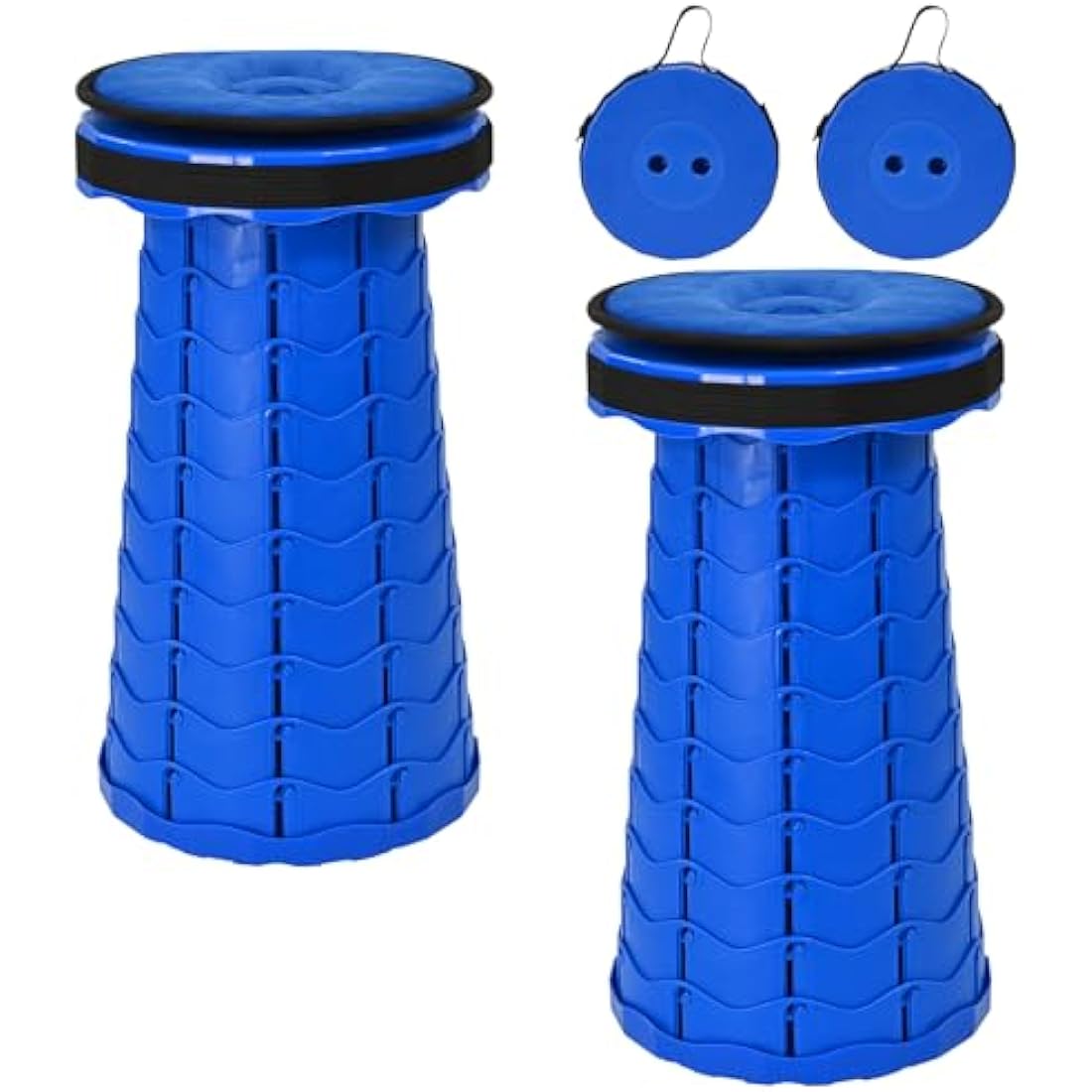 FXKS 2-Pack Retractable Folding Stool with Cushion, 400lb Capacity – Blue