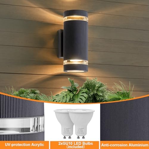 LMP Outdoor Wall Lights – IP65 Anthracite Up Down Exterior Porch Light