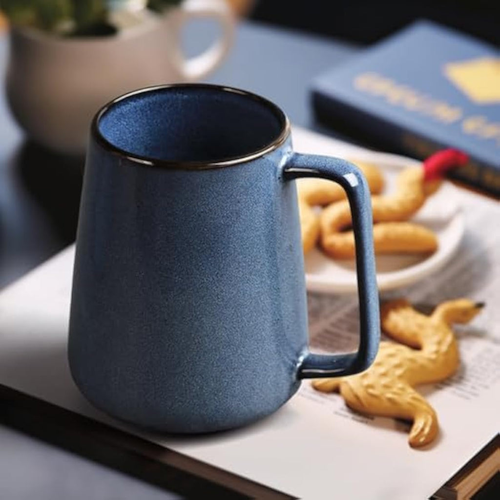 700ml Large Blue Ceramic Coffee Mugs – Set of 4 Jumbo Cups
