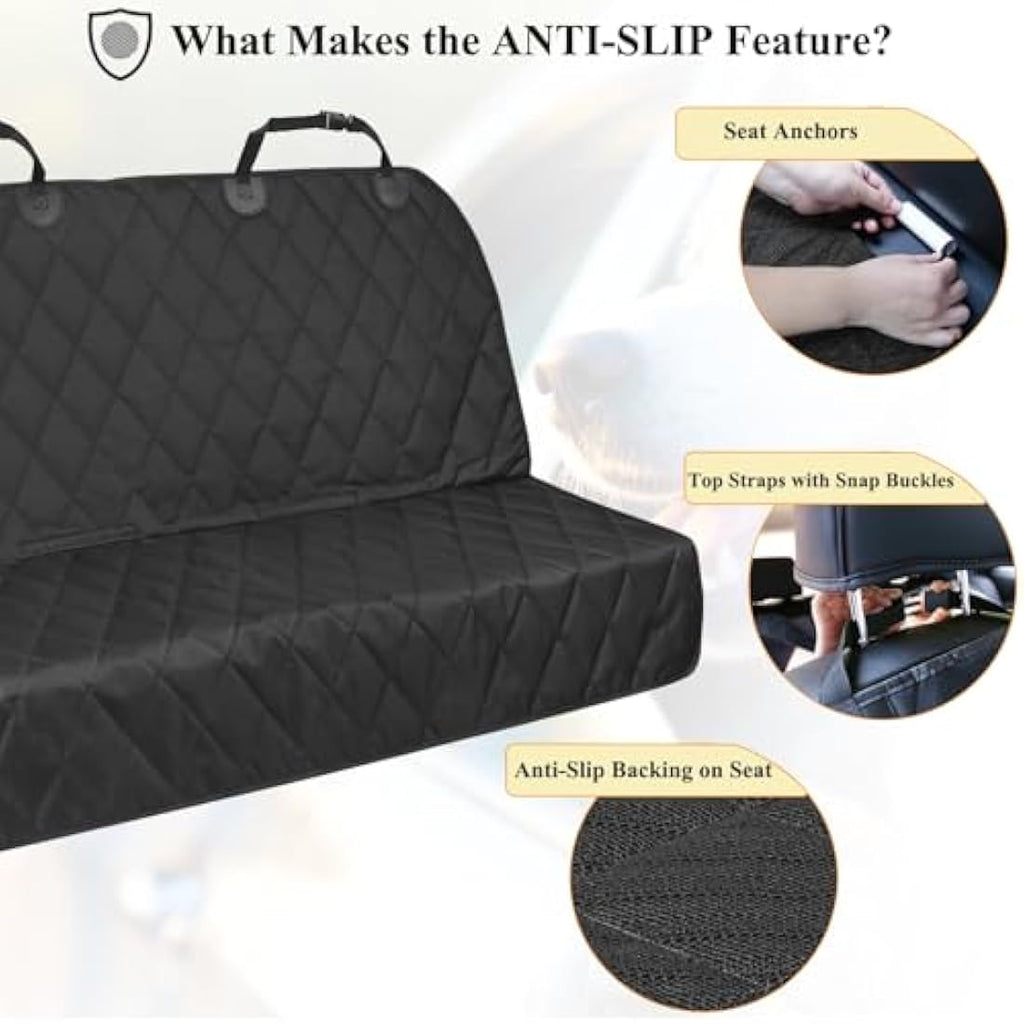 VIVAGLORY Dog Seat Cover | Anti-Slip Waterproof Backseat Protector, Black, S