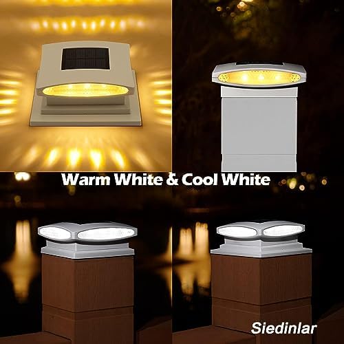Siedinlar Solar Post Cap Lights | 2-Mode LED Outdoor Fence Decor | 4 Pack