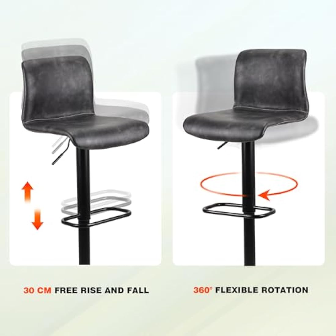 Swivel Bar Stools Set of 2 – Adjustable PU Leather Chairs