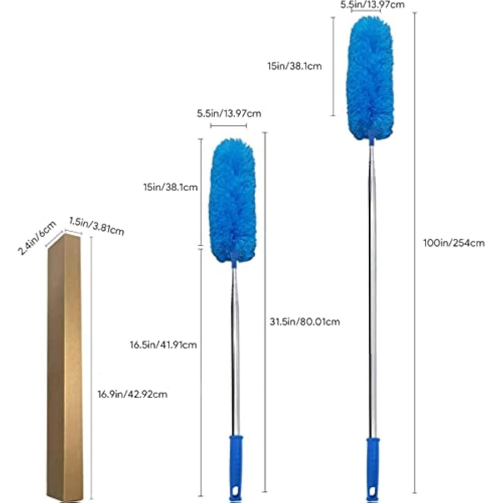 Jolof Store Microfiber Feather Duster with 100-inch Telescoping Pole – Blue