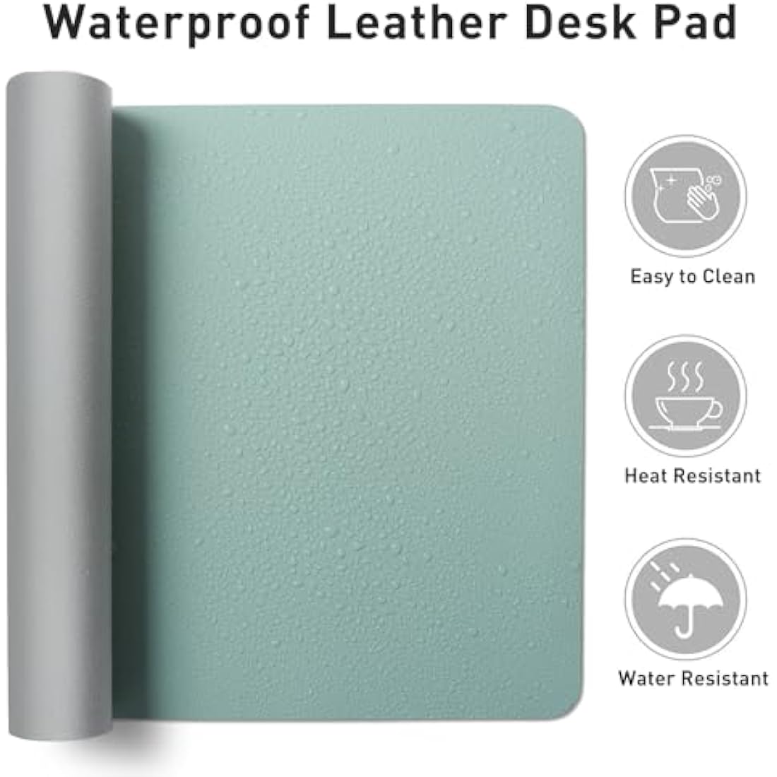 Aothia PU Leather Desk Pad – Non-Slip Waterproof Mouse Mat, Light Blue
