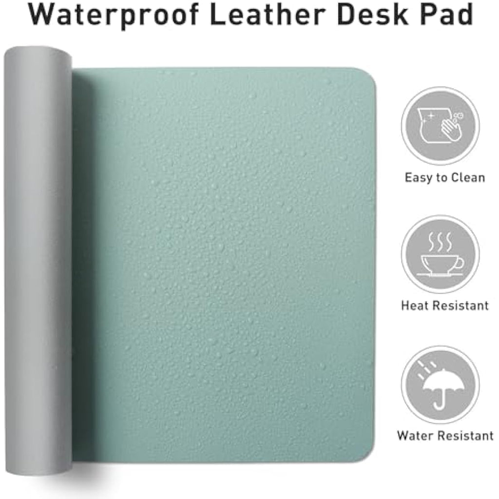 Jolof Store PU Leather Desk Pad – Non-Slip Waterproof Office Mat, Light Blue