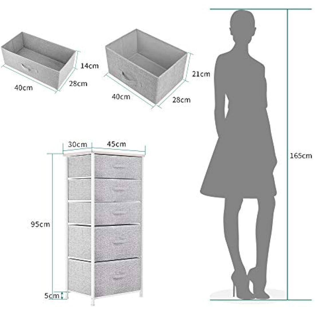 YITAHOME 5-Drawer Fabric Dresser – Modern Storage Chest with Steel Frame