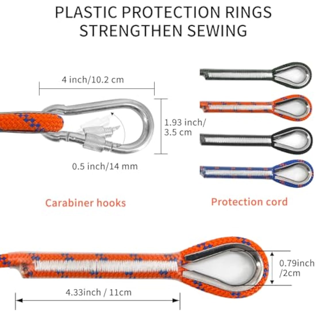 NewDoar 8mm Static Climbing Rope – 14kN Polyester Safety Cord with Carabiners