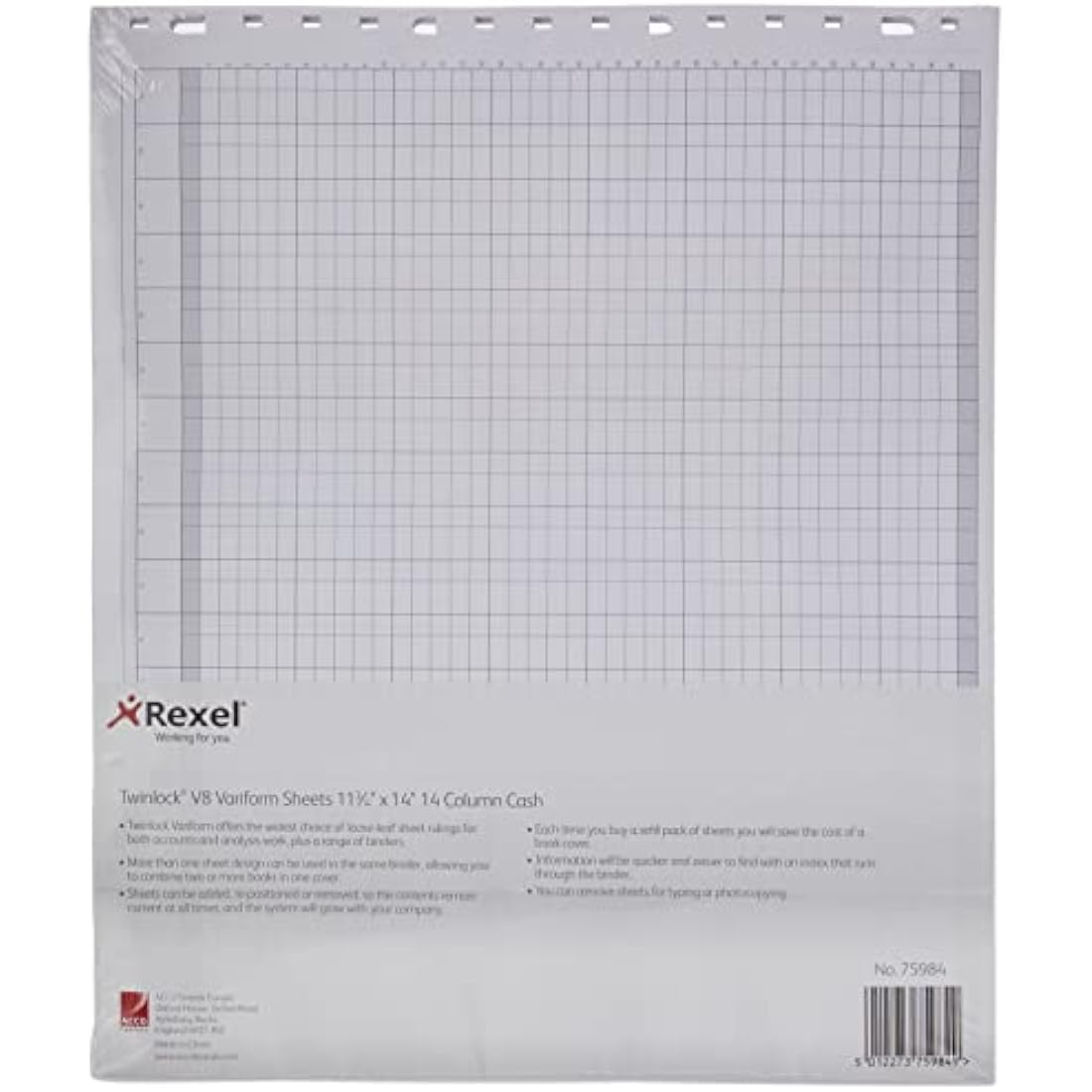 Rexel Twinlock Variform V8 Cash Refill Sheets - 14 Columns (75 Pack)