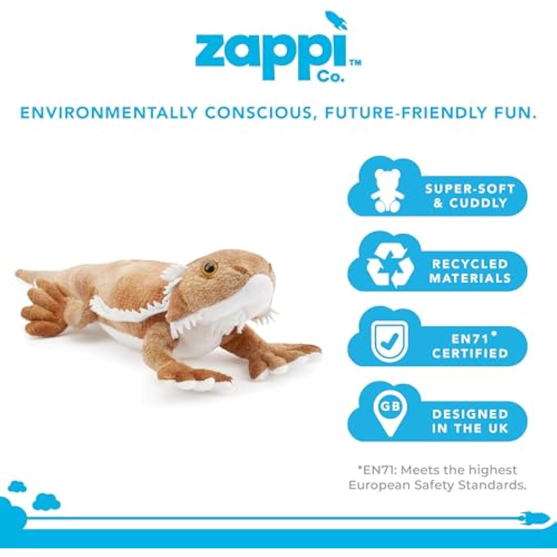 Zappi Co Bearded Dragon Plush Toy | 100% Recycled Eco-Friendly Stuffed Animal