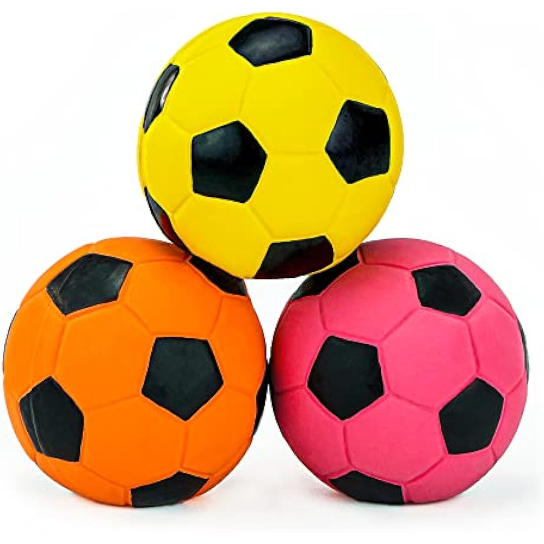 Chiwava Squeaky Latex Dog Footballs | 3-Pack Interactive Fetch Toys