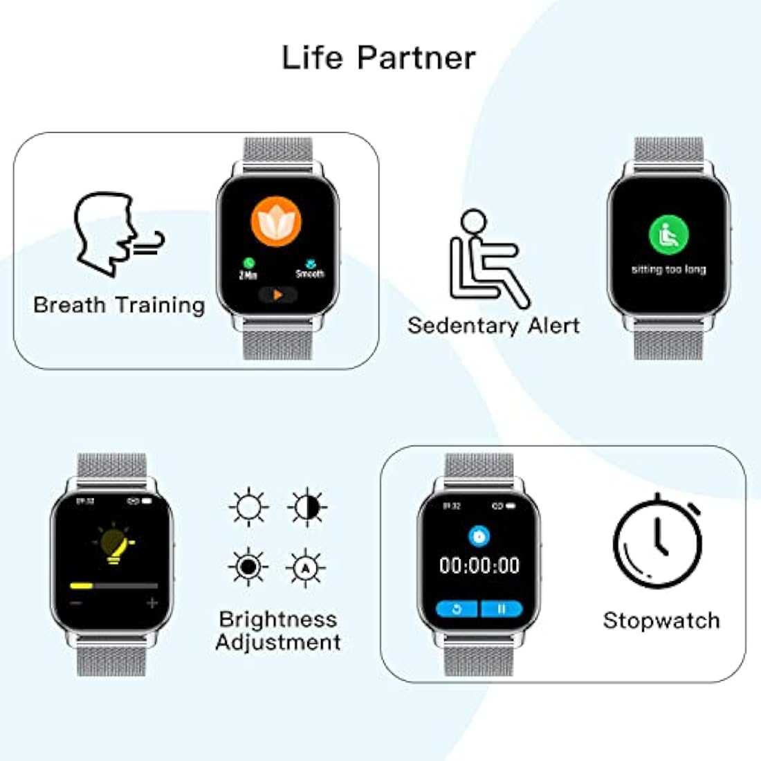 Popglory Smart Watch - 1.85" Fitness Tracker with Bluetooth Calling