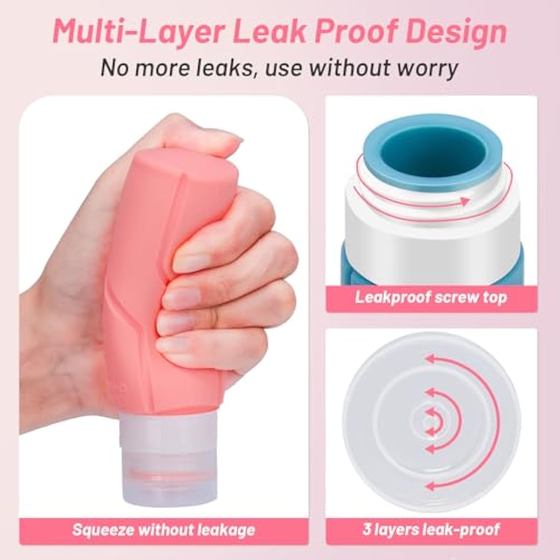 Alyvisun 4 Pack Leak-Proof Silicone Travel Bottles for Toiletries, 100ml