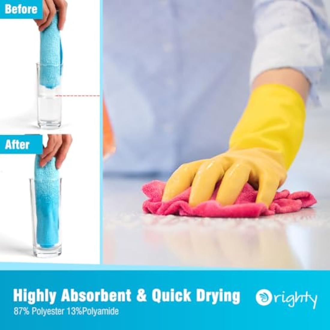 Orighty Microfibre Cleaning Cloths - 150 Pack Lint-Free Rags, 12x12"