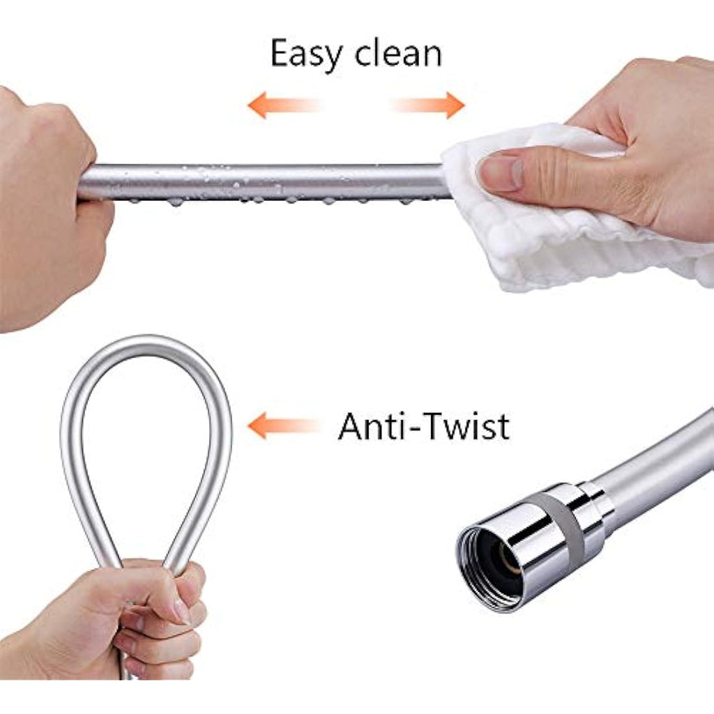 GRIFEMA 1.5m PVC Shower Hose – Anti-Kink Flexible Silver Replacement