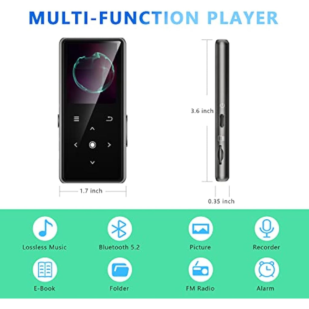AiMoonsa 128GB MP3 Player with Bluetooth 5.2 | HiFi Lossless Music Player
