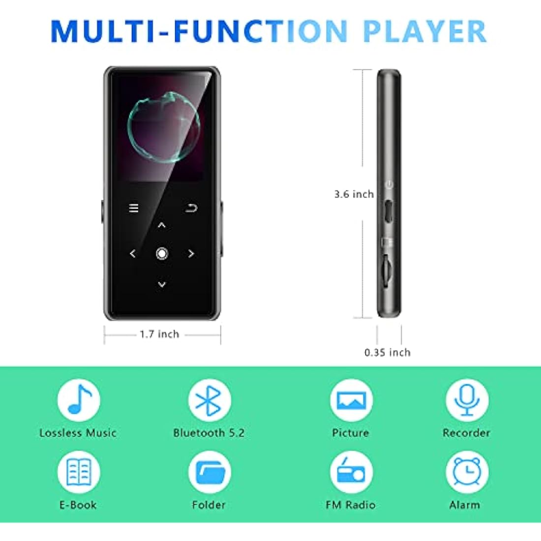 AiMoonsa 128GB MP3 Player with Bluetooth 5.2 | HiFi Lossless Music Player