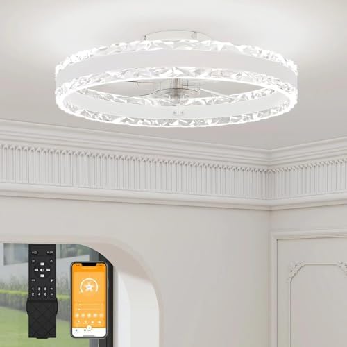 VOLISUN 40cm Smart LED Ceiling Fan with Light and Remote – White