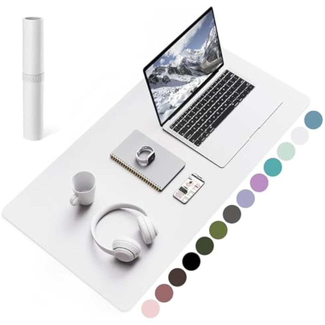 YSAGi PVC Leather Desk Pad – Waterproof Non-Slip Writing Mat, White