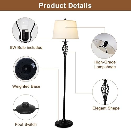 Depuley 3-Piece Lamp Set | Modern Floor and Table Lamps with Linen Shades