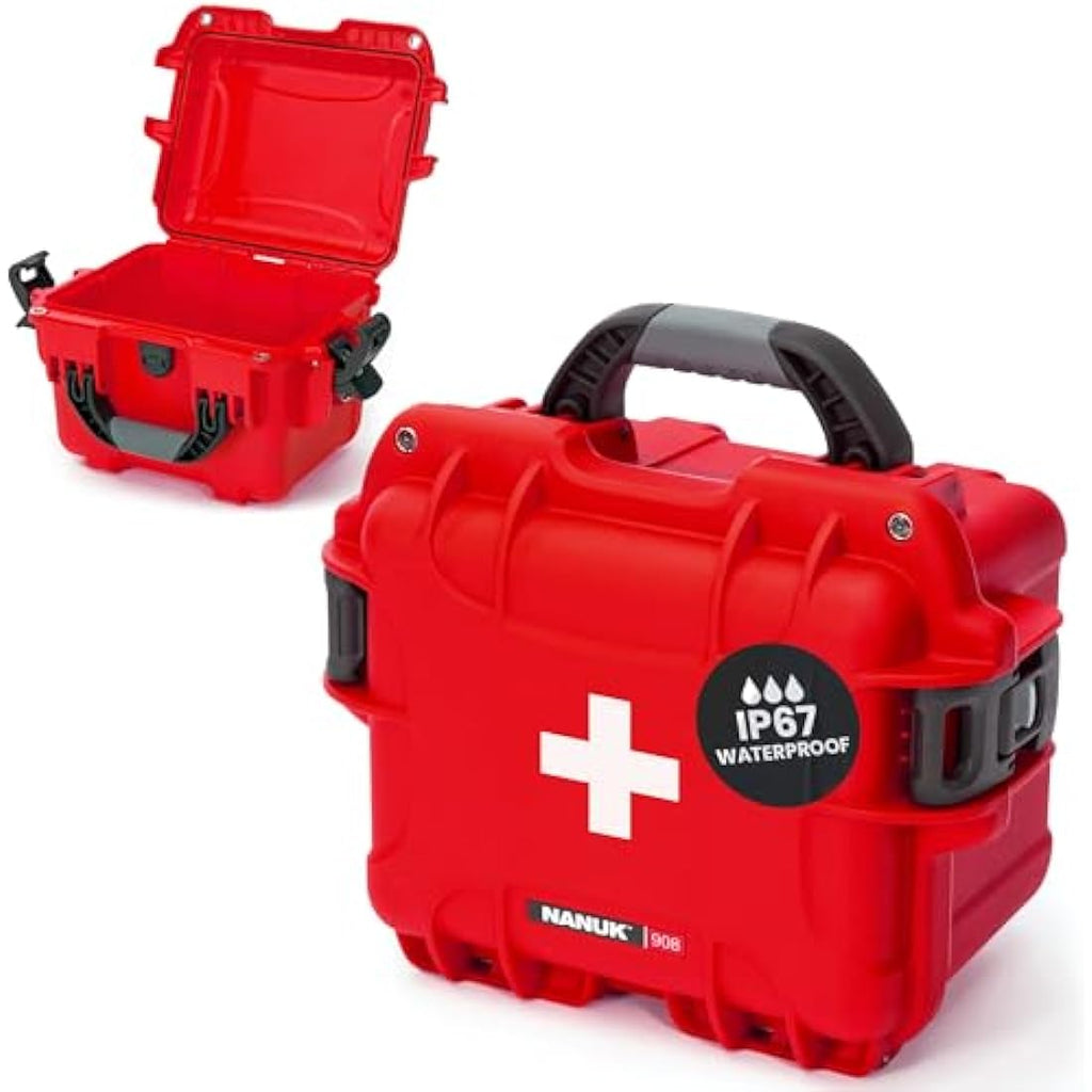 Nanuk 908 Waterproof First Aid Case – Red Hard Shell Medical Box