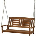 Furinno Tioman Hardwood Porch Swing – Natural Meranti Wood Hanging Seat
