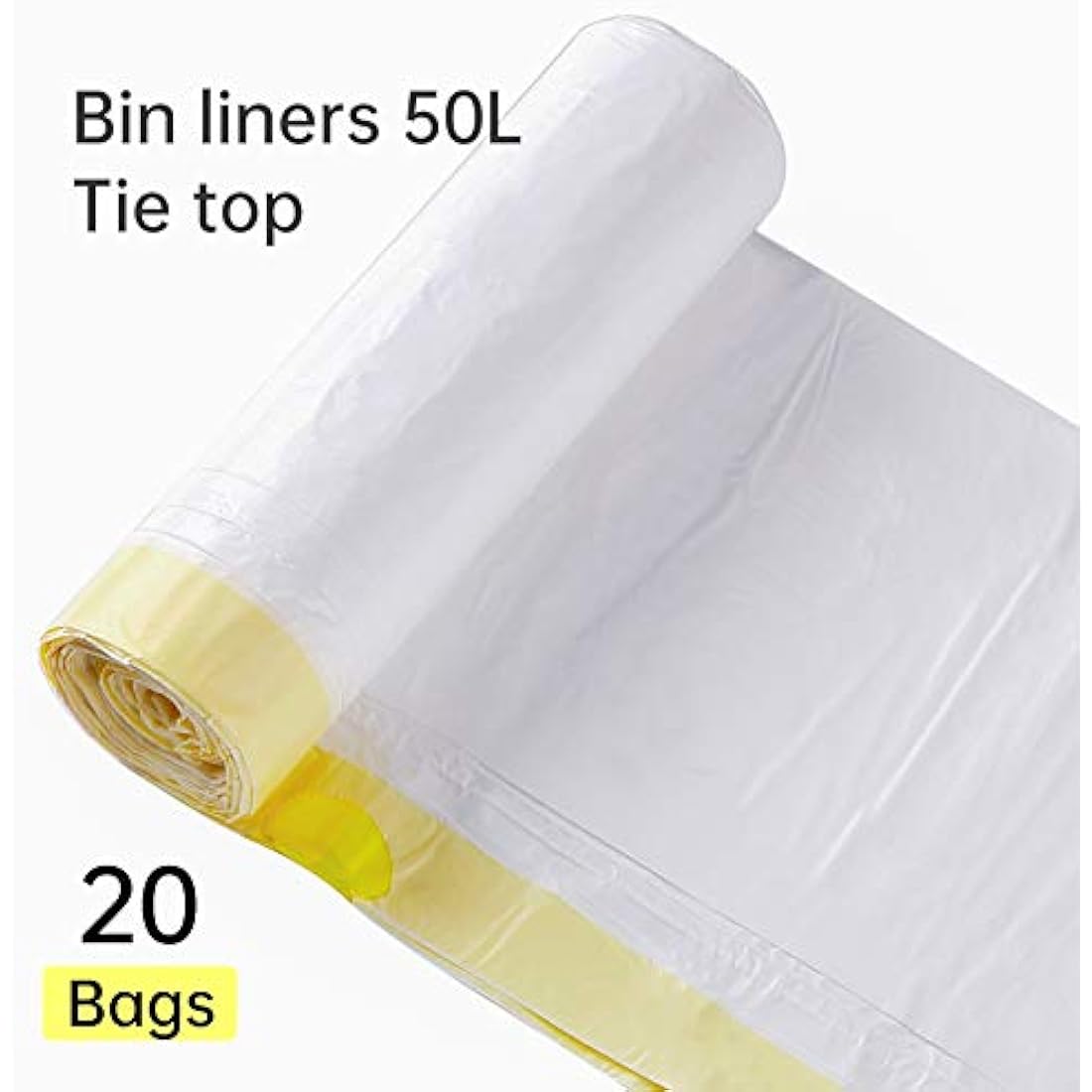 50L Heavy Duty Bin Bags – Strong Drawstring Liners (20 Count)