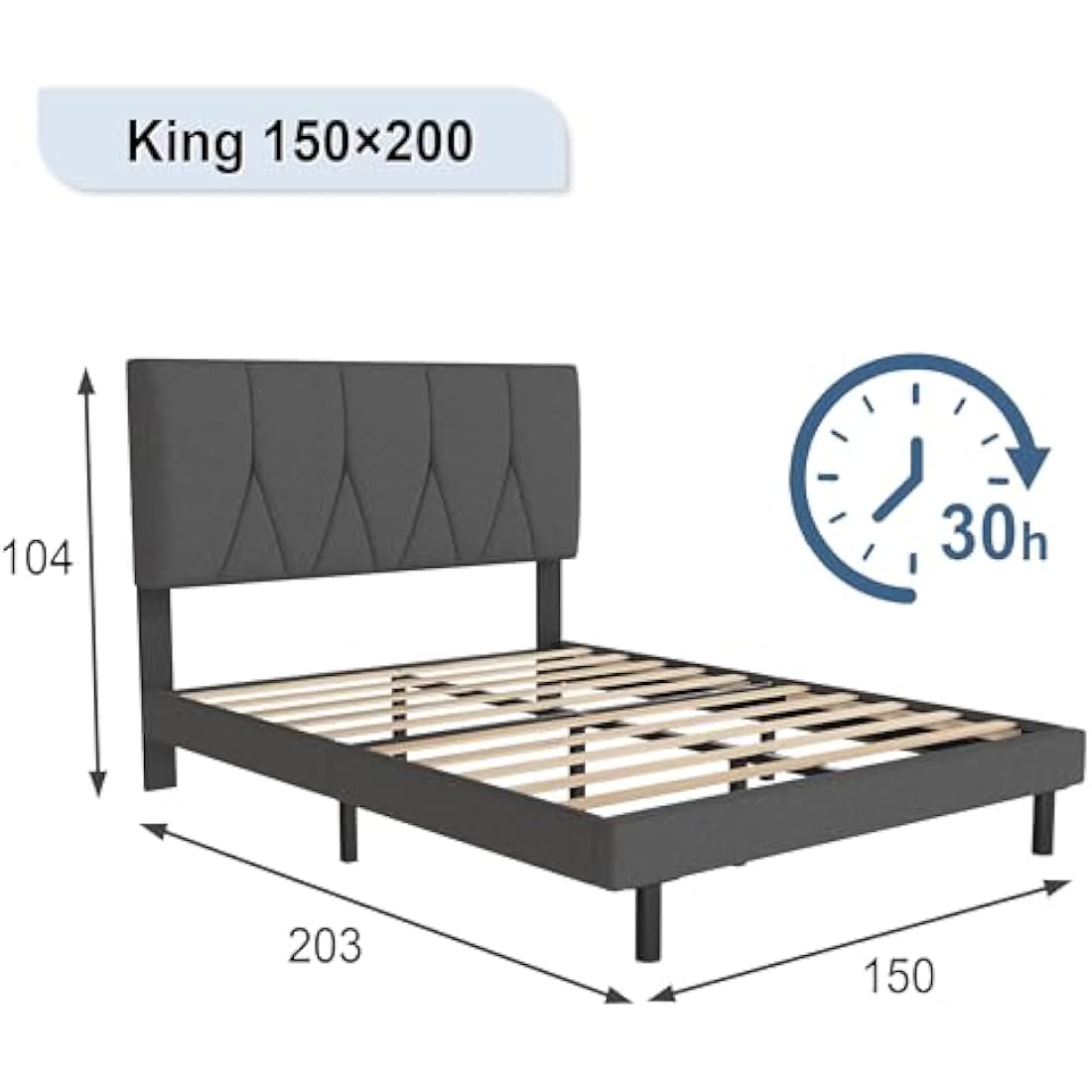 King Bed Frame – Upholstered Linen with Underbed Storage