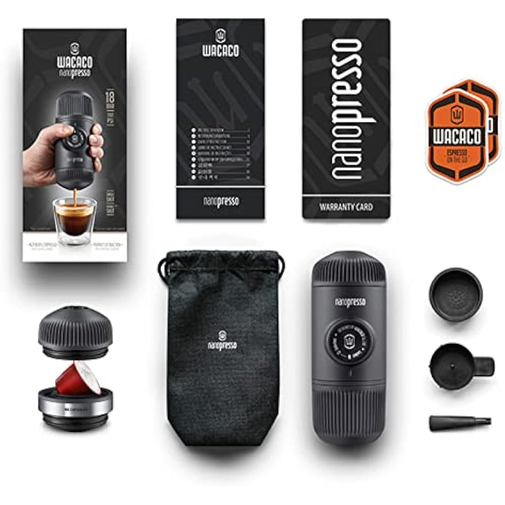 WACACO Nanopresso Portable Espresso Maker | NS Adapter & Ground Coffee