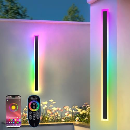 Zihoi RGB Outdoor Wall Lights – 100CM Smart LED Sconce 2-Pack